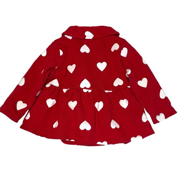 Carter's Jersey Knit Double Breasted Peplum Jacket Baby Girl 6M Red White Hearts - Picture 2 of 8
